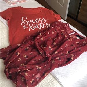 Blue Rain size M women’s blouse tie waist & latte